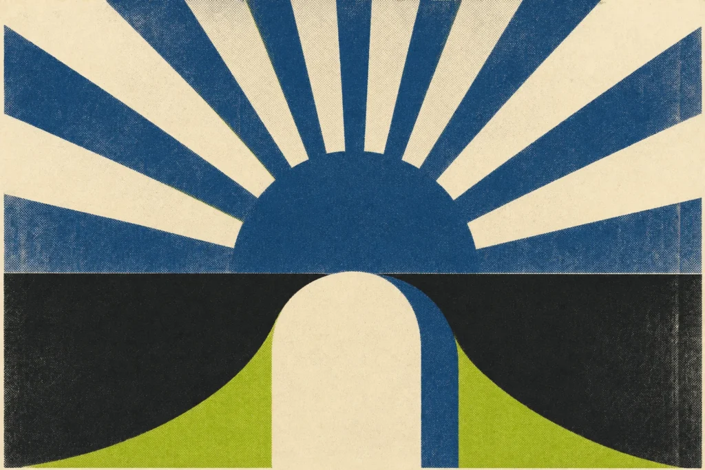 Cartel de reseñas de casinos online — sello y resguardo en estilo serigrafía risograph